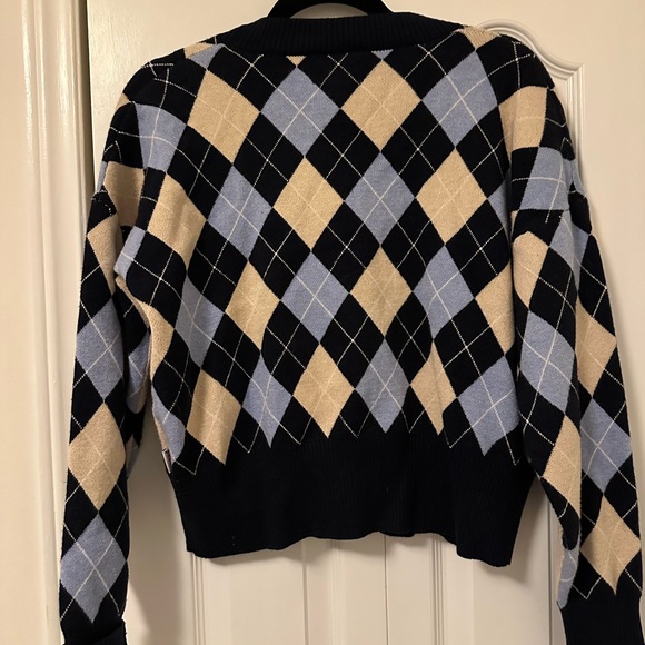 Guess - blue checkered v-neck cardigan - size M - Picture 3 of 3